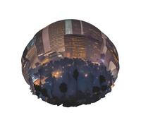 Cuffia da bagno elastica e riutilizzabile con stampa skyline di Los Angeles, doppio strato impermeabile