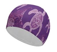 Cuffia da bagno Hawaii con tartaruga marina viola, ad alta elasticità, adatta sia per capelli lunghi e corti, comoda cuffia da doccia grande per ridurre la resistenza e protezione dei capelli