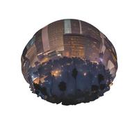Cuffia da bagno per capelli lunghi e corti, lavabile, con stampa skyline di Los Angeles, per capelli lunghi, treccia