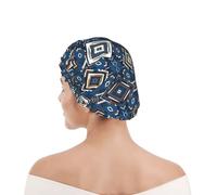 Cuffia da Bagno per Donna Blue Geometric Tribal Navajo Aztec Ethnic Cuffia