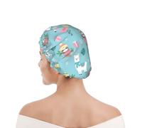 Cuffia da Bagno per Donna Christmas Animals Llama S-Loth Dinosaur Cuffia