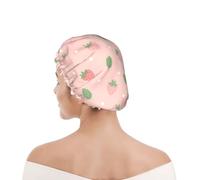 Cuffia da Bagno per Donna Cute Pink Strawberry Polka Dot Cuffia da Bagno | per Salone Impermeabile Shower Caps Flessibile Cuffia Doccia per Hotel Spa