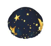 Cuffia da bagno riutilizzabile stampata con motivo orientale con stelle, copertura per capelli lunghi e spessi, copricapo da 26,9 cm