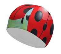 Cuffia da bagno rossa a forma di coccinella, ad alta elasticità, adatta sia per capelli lunghi e corti, comoda cuffia da doccia grande per ridurre la resistenza e protezione dei capelli