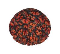 Cuffia da bagno stampata con farfalle monarca, protezione per capelli a doppio strato, copertura elastica per lavare il viso, 27 cm