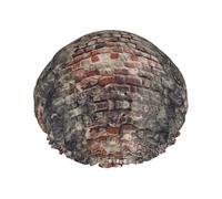 Cuffia da bagno stampata con muro di mattoni anticato, protezione per capelli a doppio strato, copertura elastica per capelli per lavare il viso, 27 cm