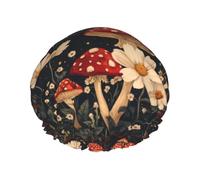 Cuffia da bagno vintage con motivo floreale a funghi e cielo stellato