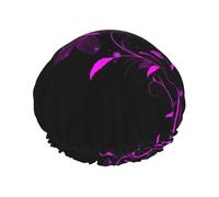 Cuffia da bagno viola e nera con stampa a farfalla per capelli lunghi e corti, lavabile, fascia elastica da bagno per capelli lunghi, treccia