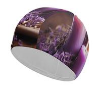 Cuffia da bagno viola lavanda con candele ad alta elasticità per capelli lunghi e corti comoda grande cuffia da doccia per ridurre la resistenza e protezione dei capelli