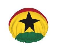Cuffia da doccia a doppio strato con bandiera del Ghana riutilizzabile, leggera e morbida da donna