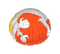 Cuffia da doccia a doppio strato con bandiera del Regno del Bhutan, impermeabile e resistente, protegge i capelli durante il bagno, bellezza