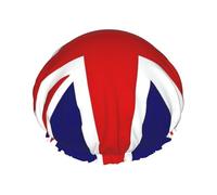 Cuffia da doccia a doppio strato con bandiera del Regno Unito, impermeabile e resistente, protegge i capelli durante il bagno, bellezza