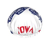 Cuffia da doccia a doppio strato con bandiera dello stato dell'Iowa, impermeabile e resistente, protegge i capelli durante il bagno, bellezza