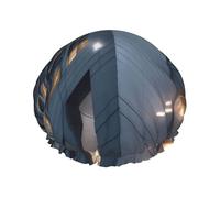 Cuffia da doccia a doppio strato con edifici alti di notte, impermeabile e resistente, protegge i capelli durante il bagno, bellezza