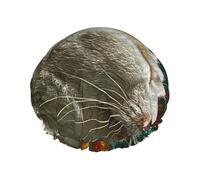 Cuffia da doccia a doppio strato con gatto e pesce rosso, impermeabile e resistente, protegge i capelli durante il bagno, bellezza