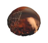 Cuffia da doccia a doppio strato con ragnatela al crepuscolo, impermeabile e resistente, protegge i capelli durante il bagno, bellezza