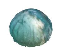 Cuffia da doccia a doppio strato con stampa di cielo stellato, ideale per docce, cucina, spa e trucco, si adatta ai capelli lunghi.