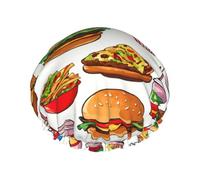 Cuffia da doccia a doppio strato con stampa fast food cuffia da doccia da bagno cuffie da doccia da uomo per salone di bellezza e uso domestico