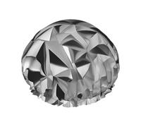 Cuffia da doccia a doppio strato con stampa geometrica argentata, riutilizzabile, leggera e morbida, per donne