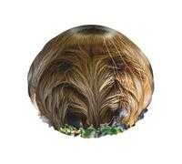 Cuffia da doccia a doppio strato da donna, riutilizzabile, elastica, capybara, con occhi chiusi, impermeabile, da donna, per spa e salone di bellezza