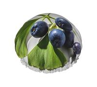 Cuffia da doccia a doppio strato da donna, riutilizzabile, elastica, con foglie di ginkgo e bacche, impermeabile, da donna, per spa e saloni di bellezza
