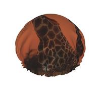 Cuffia da doccia a doppio strato da donna, riutilizzabile, elastica, con giraffa al tramonto, impermeabile, da donna, per spa e salone di bellezza