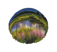 Cuffia da doccia a doppio strato da donna, riutilizzabile, elastica, cuffia da bagno Grand Teton National Park, cuffie per capelli impermeabili da donna, per spa e saloni di bellezza