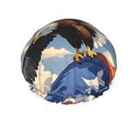 Cuffia da doccia a doppio strato da donna, riutilizzabile, elastica, da bagno, aereo, aereo al tramonto, impermeabile, da donna, per spa, salone, doccia