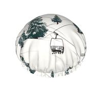 Cuffia da doccia a doppio strato da donna, riutilizzabile, elastica, da bagno, per skilift con abete, impermeabile, da donna, per spa, salone di bellezza, doccia