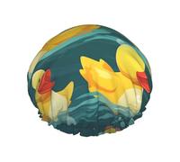 Cuffia da doccia a doppio strato da donna, riutilizzabile, elastica, in gomma, impermeabile, da donna, per spa e salone di bellezza