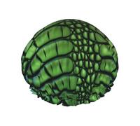 Cuffia da doccia a doppio strato da donna, riutilizzabile, elastica, in pelle di coccodrillo, impermeabile, da donna, per spa e salone di bellezza