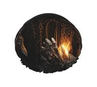 Cuffia da doccia a doppio strato da donna, riutilizzabile, elastica, per bagno, bagno, triste, mietitore, impermeabile, da donna, per spa, salone, doccia