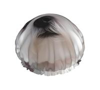 Cuffia da doccia a doppio strato da donna, riutilizzabile, elastica, per bagno, bella cuffia da bagno maltese, impermeabile, da donna, per spa e salone di bellezza