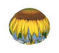 Cuffia da doccia a doppio strato da donna, riutilizzabile, elastica, per bagno, bella cuffia per capelli con girasole, impermeabile, da donna, per spa, salone, doccia
