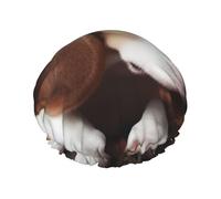 Cuffia da doccia a doppio strato da donna, riutilizzabile, elastica, per bagno, carino, beagle, impermeabile, da donna, per spa, salone, doccia