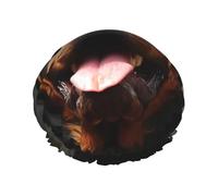 Cuffia da doccia a doppio strato da donna, riutilizzabile, elastica, per bagno, con motivo Rottweiler, impermeabile, da donna, per spa e saloni di bellezza