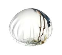 Cuffia da doccia a doppio strato da donna, riutilizzabile, elastica, per il bagno o la doccia, a becco lungo, impermeabile, da donna, per spa e salone di bellezza