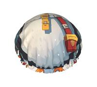 Cuffia da doccia a doppio strato da donna, riutilizzabile, elastica, per Natale, divertente, a forma di pinguino, impermeabile, da donna, per spa, salone, doccia