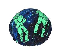 Cuffia da doccia a doppio strato da donna, riutilizzabile, elastica, si illumina al buio, impermeabile, da donna, per spa, salone, doccia