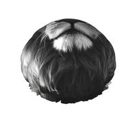 Cuffia da doccia a doppio strato per donne, cuffia da bagno elastica riutilizzabile con leone africano in bianco e nero tappi per capelli impermeabili da donna spa salone doccia tappi per capelli