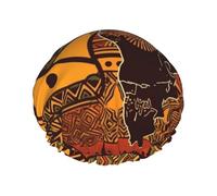 Cuffia da doccia a doppio strato per donne, cuffia da bagno elastica riutilizzabile con mappa africana modello etnico cappellini per capelli impermeabili da donna spa salone doccia cappelli per