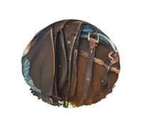 Cuffia da doccia a doppio strato per donne, cuffia da bagno elastica riutilizzabile con sella per cavallo con cappello da cowboy, tappi per capelli impermeabili da donna spa salone doccia cappelli per