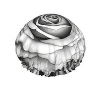 Cuffia da doccia a doppio strato per donne, cuffia da bagno elastica riutilizzabile cuffia da bagno nera bianca rosa tappi per capelli impermeabili da donna spa salone doccia tappi per capelli