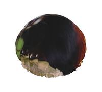Cuffia da doccia a doppio strato per donne, cuffia da bagno elastica riutilizzabile Little Red Panda Cappellini per capelli impermeabili da donna Spa Salon Shower Caps