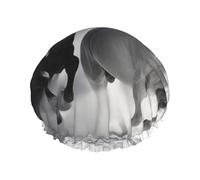 Cuffia da doccia a doppio strato per donne, cuffia da bagno elastica riutilizzabile per cavalli bianchi e neri che corrono cappellini per capelli impermeabili da donna spa salone doccia cappelli per