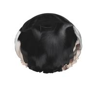Cuffia da doccia a doppio strato per donne, riutilizzabile cuffia da bagno elastica carina nera per cani carlino impermeabile da donna spa salone doccia cappelli per capelli