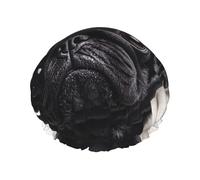 Cuffia da doccia a doppio strato per donne, riutilizzabile cuffia da bagno elastica carina nera per cani carlino impermeabile da donna spa salone doccia cappelli per capelli