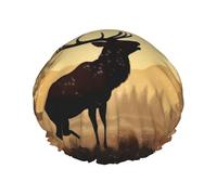 Cuffia da doccia a doppio strato per donne, riutilizzabile cuffia da bagno elastica da bagno con alce opere d'arte tappi per capelli impermeabili da donna spa salone doccia cappelli per capelli