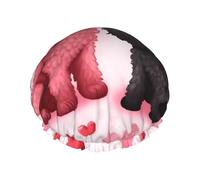 Cuffia da doccia a doppio strato per donne, riutilizzabile cuffia da bagno elastica da bagno rosa barboncini cani tappi per capelli impermeabili da donna spa salone doccia tappi per capelli