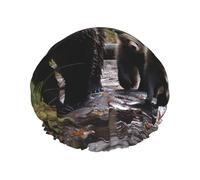 Cuffia da doccia a doppio strato per donne, riutilizzabile cuffia da bagno elastica per madre orso e i suoi cuccioli tappi per capelli impermeabili da donna spa salone doccia cappelli per capelli